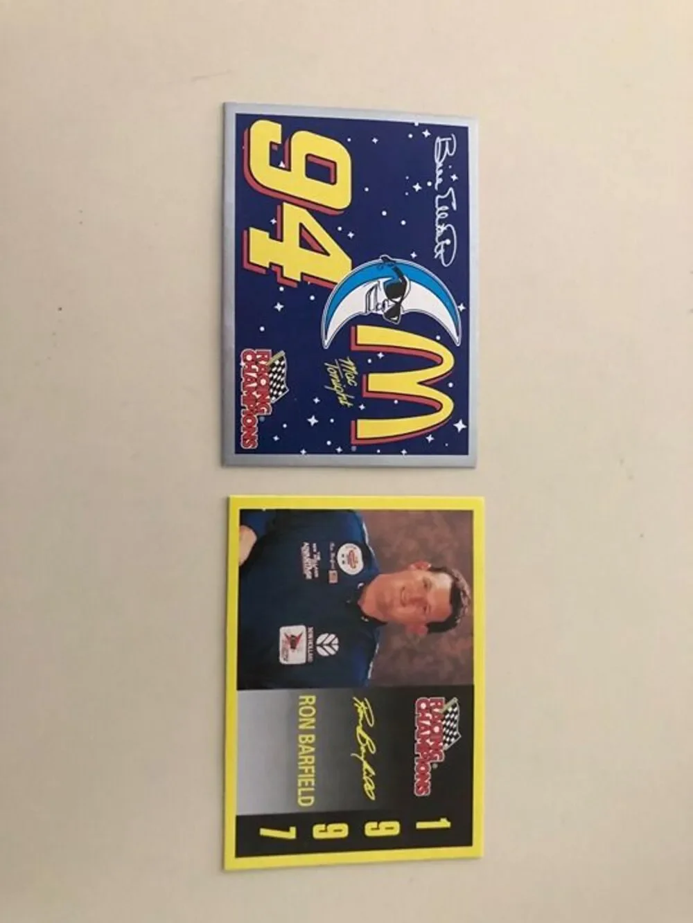 Bill‎ Elliott Signed Vintage McDonalds Promo Trading Card Rare Plus Ron Barfield